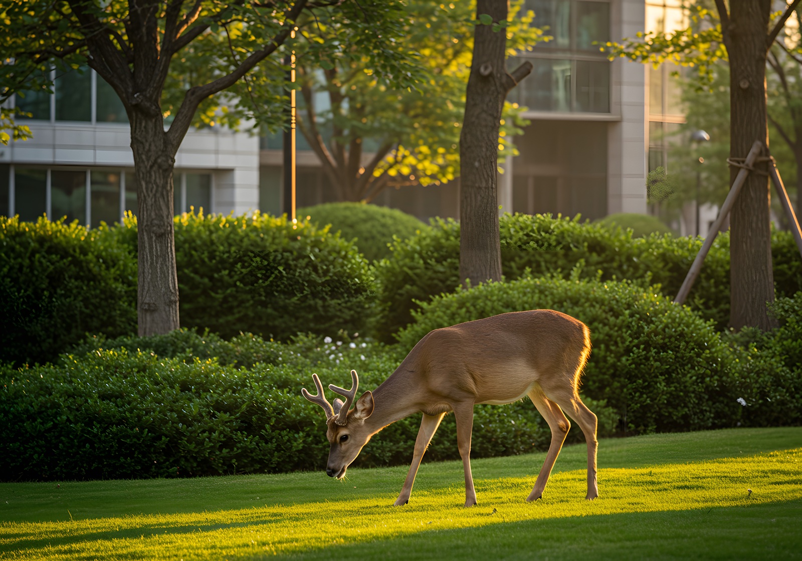 deer eating vegetation