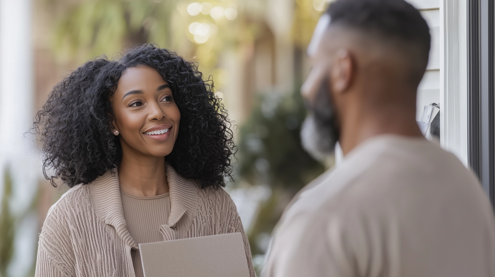 two people discussing