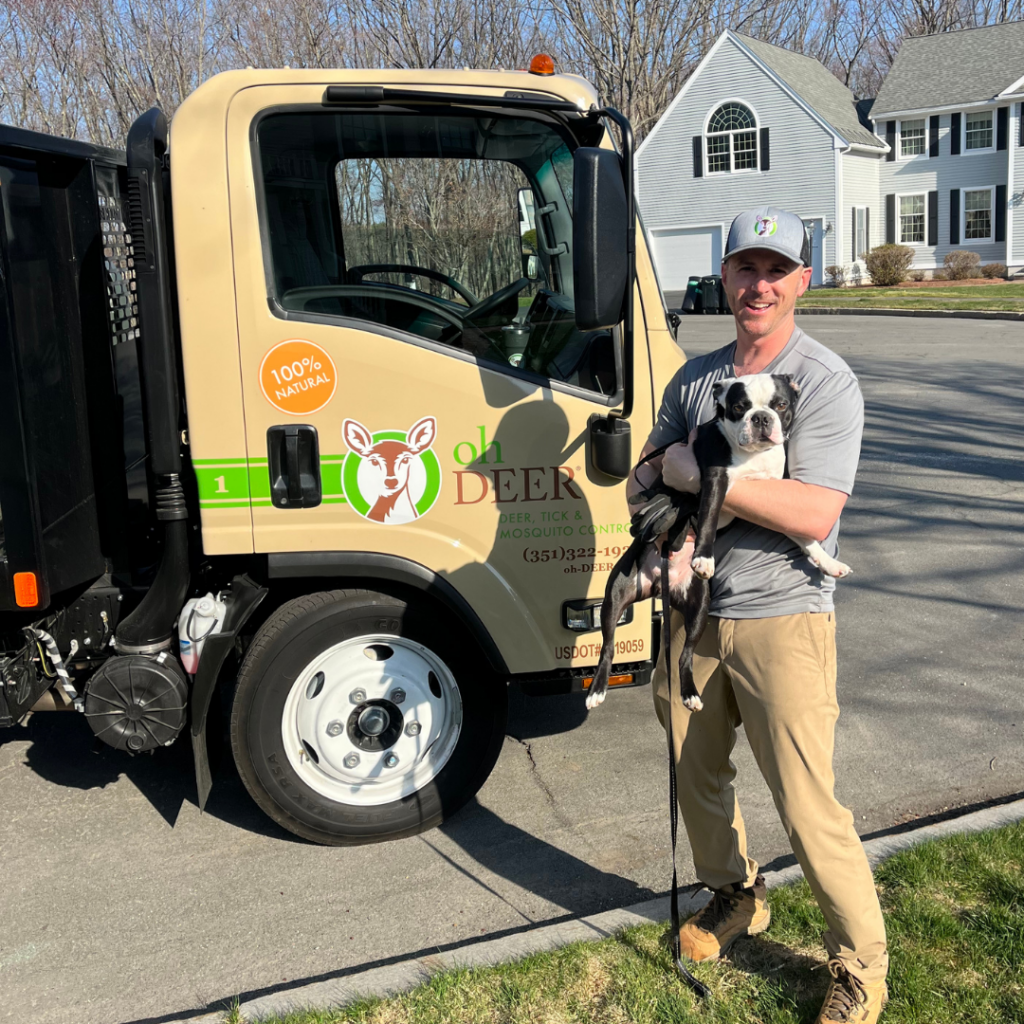 ohDEER North Middlesex owner Bob Gaska holding dog 