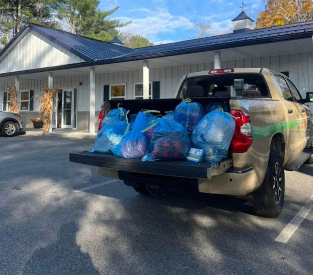coats from coat drive in ohDEER truck flatbed