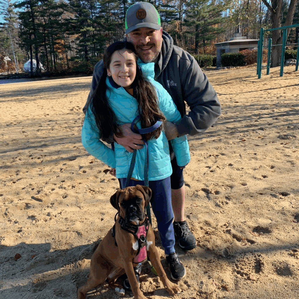 jay lodi enjoying more time outside with daughter and dog 