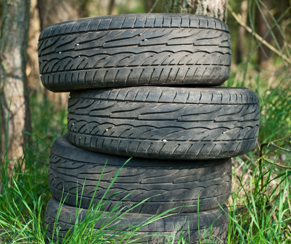 tires stored in yard 